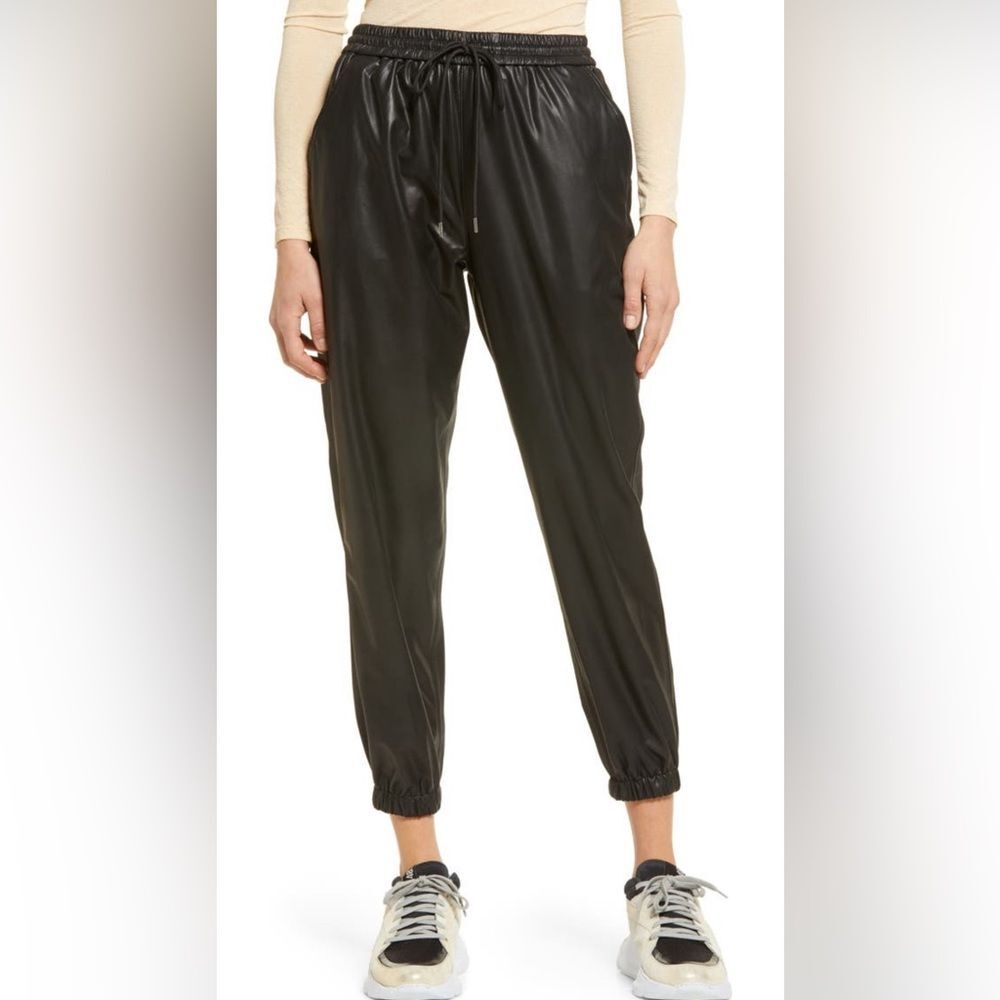 NWT BLANK NYC Faux Leather- Vegan -Joggers with Elastic Waistband Size XS